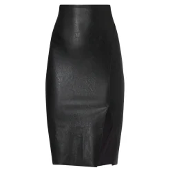 Sale Faux Leather Side Slit Pencil Skirt Women Skirts