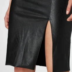 Sale Faux Leather Side Slit Pencil Skirt Women Skirts