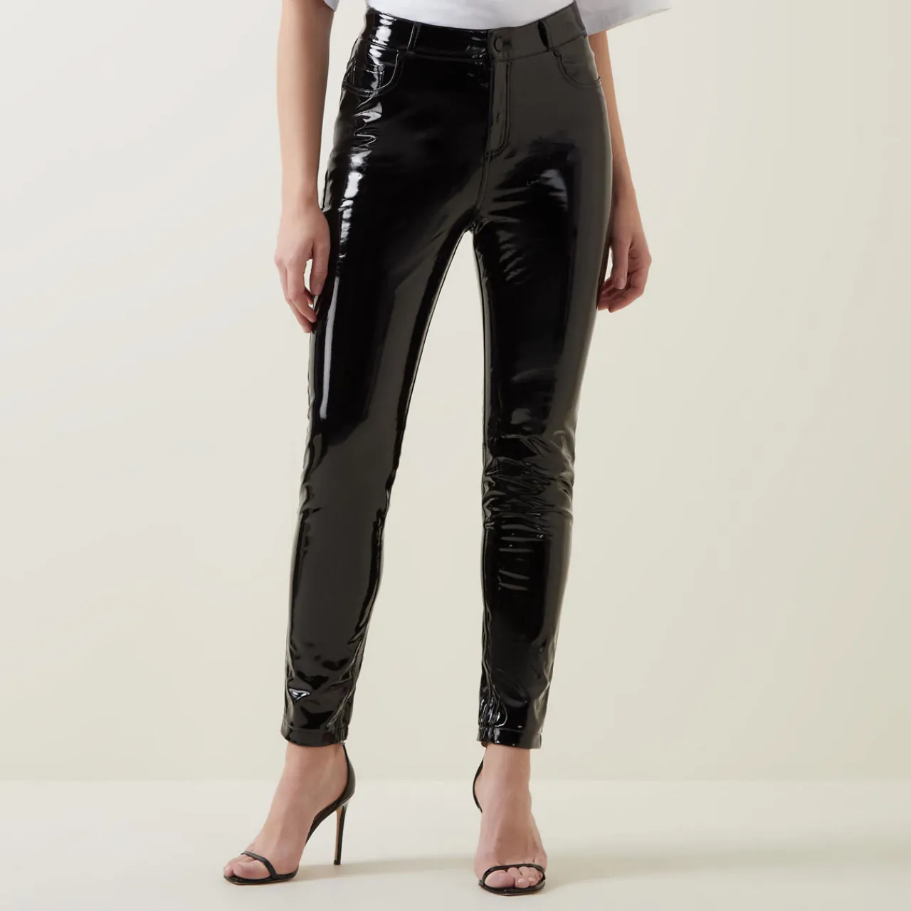 Online Faux Patent Five Pocket Leggings Women Leggings
