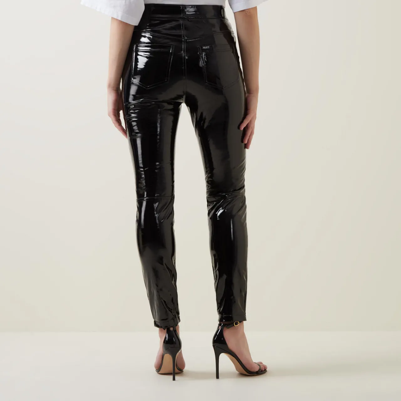 Online Faux Patent Five Pocket Leggings Women Leggings