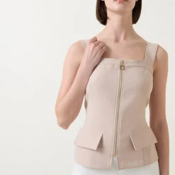 Discount Faux Pocket Zipper Top Women Tops