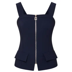 Discount Faux Pocket Zipper Top Women Tops