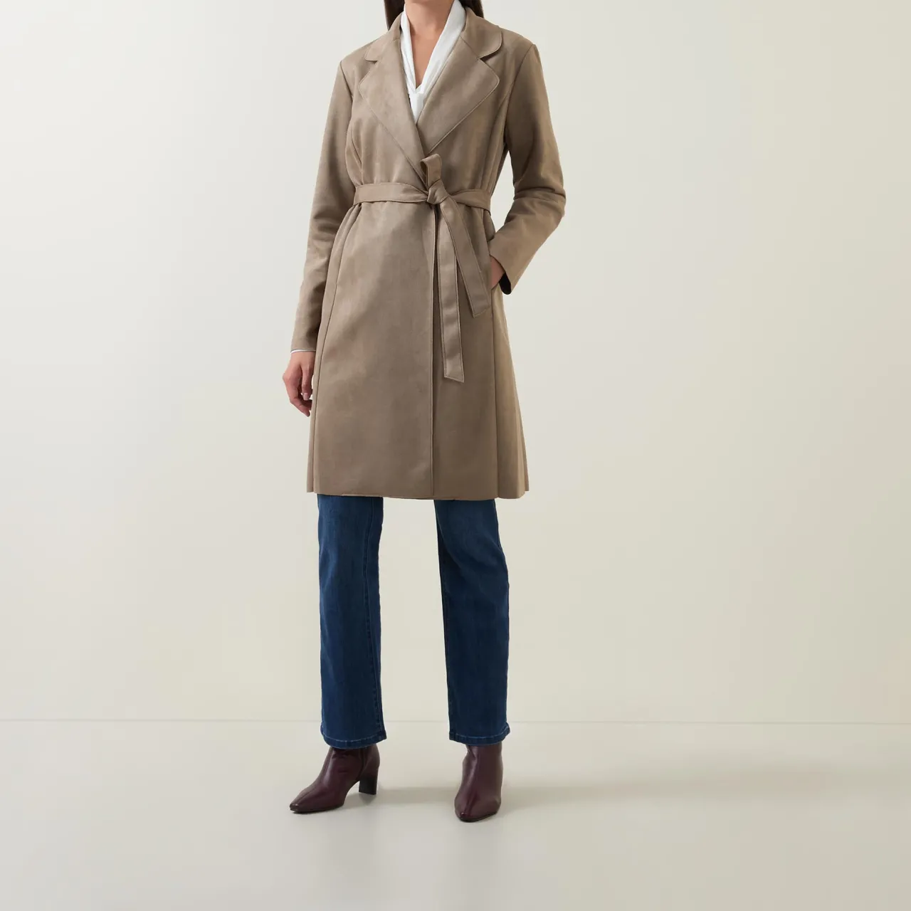 Best Faux Suede Wrap Coat Women Coats & Jackets