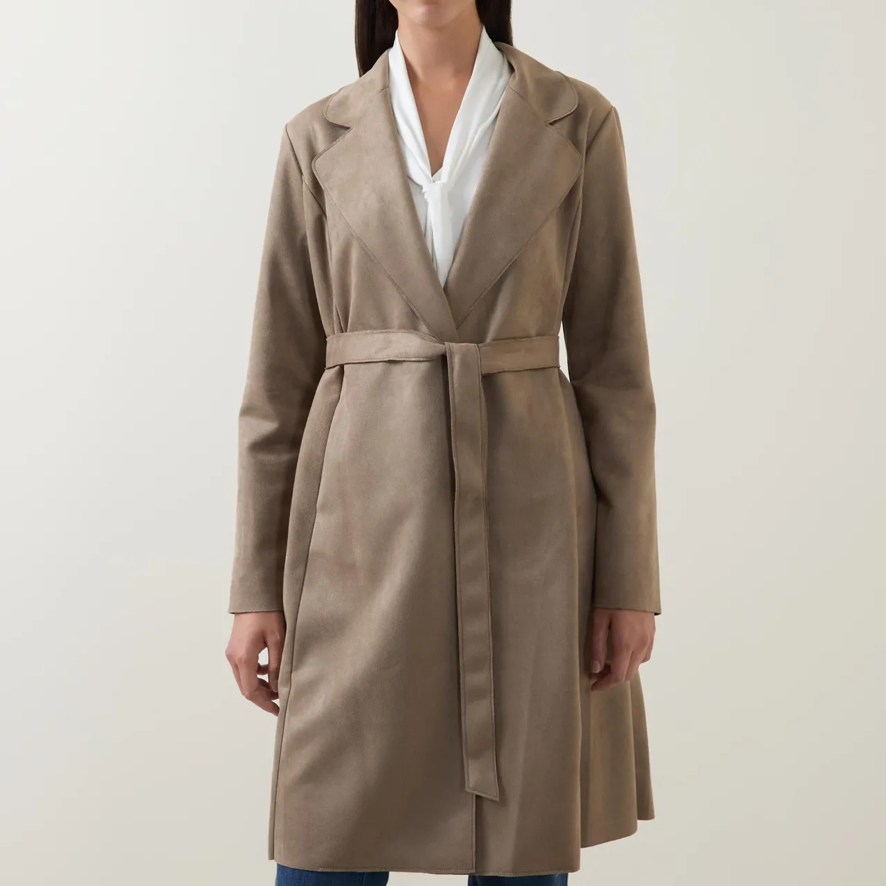 Best Faux Suede Wrap Coat Women Coats & Jackets