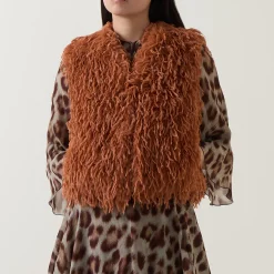 Online Feather Textured Gilet Women Coats & Jackets
