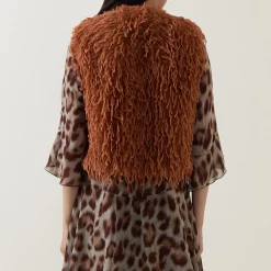 Online Feather Textured Gilet Women Coats & Jackets