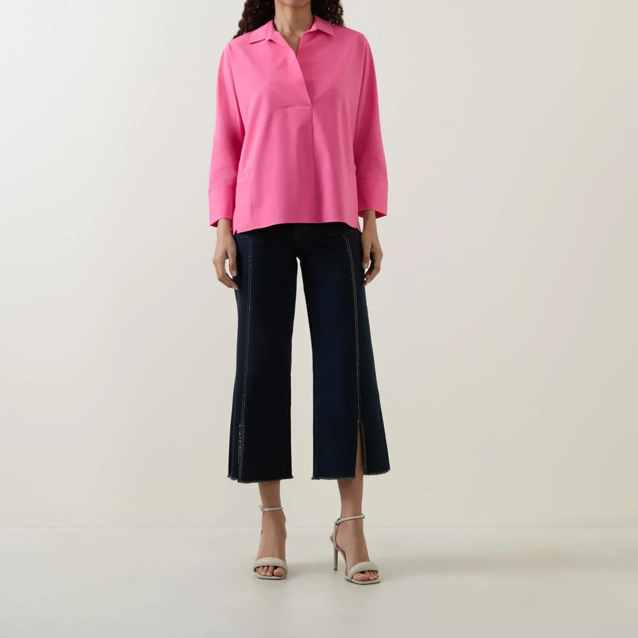 Outlet Flared Leg Cropped Jeans Women Denim