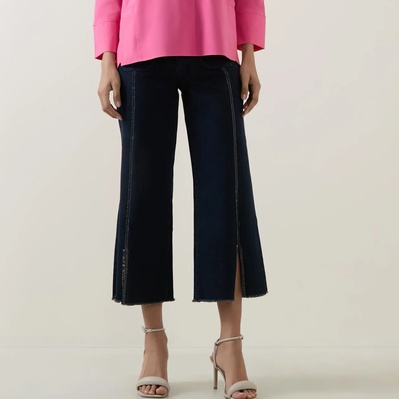 Outlet Flared Leg Cropped Jeans Women Denim
