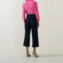 Outlet Flared Leg Cropped Jeans Women Denim