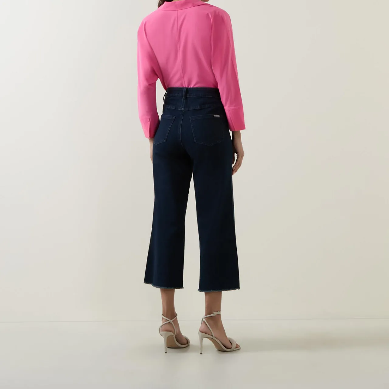 Outlet Flared Leg Cropped Jeans Women Denim