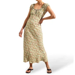 Floral Bow Detail Flared Dress Women Dresses