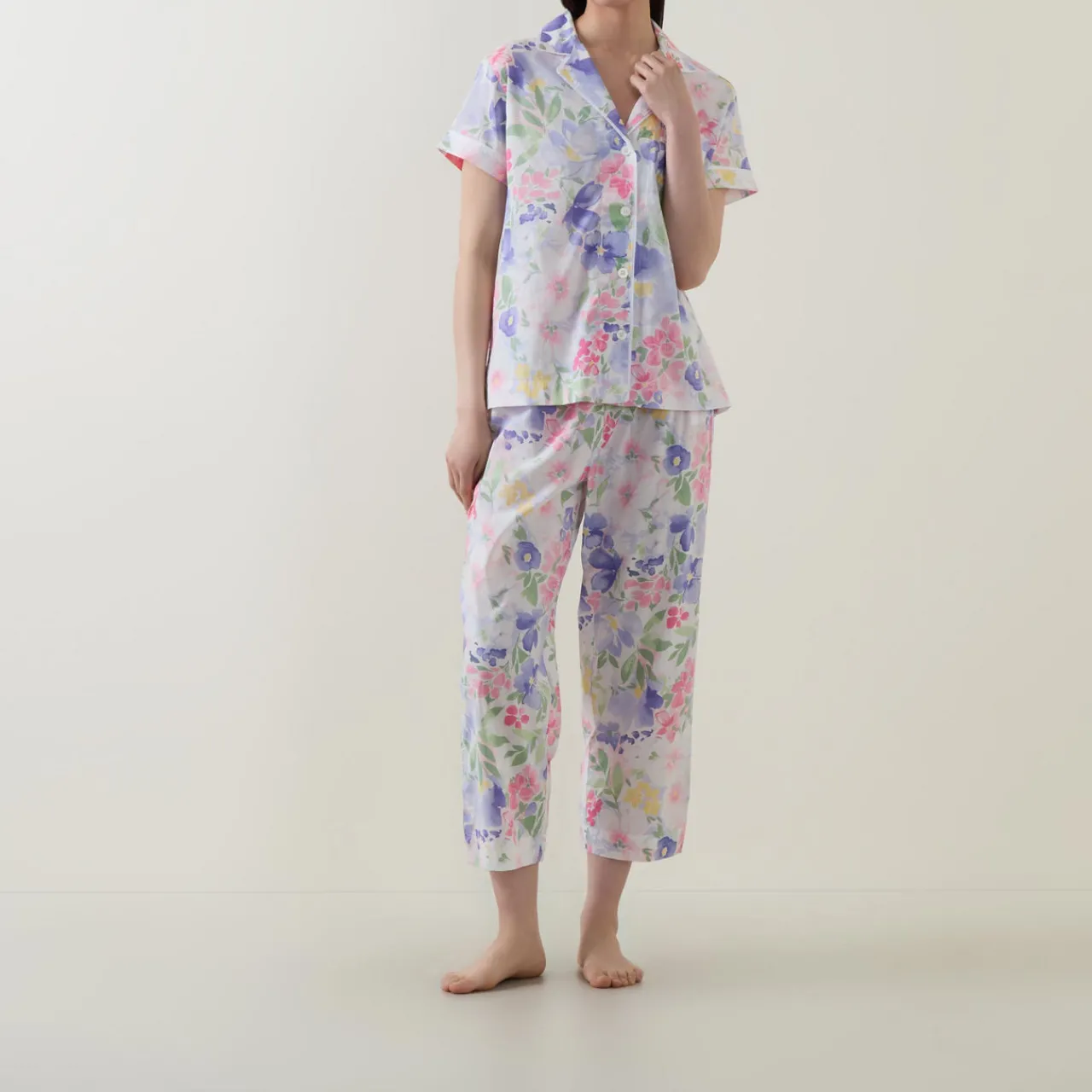 New Floral Cropped Pyjama Set Women Sleepwear
