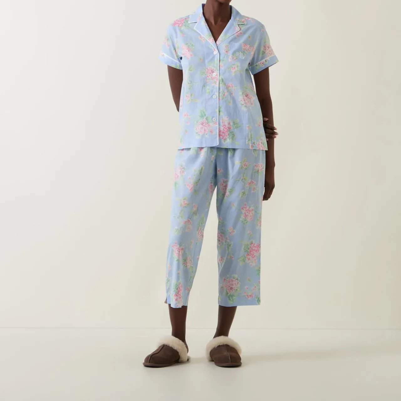 Sale Floral Cropped Pyjama Set Women Sleepwear