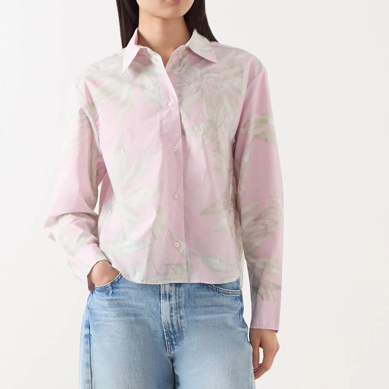 Sale Floral Cropped Shirt Women Tops