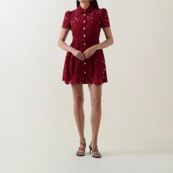 Floral Lace Mini Shirt Dress Women Dresses