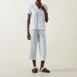 Floral Pointelle Cropped Pyjama Set Women Sleepwear