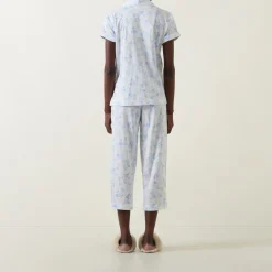 Floral Pointelle Cropped Pyjama Set Women Sleepwear