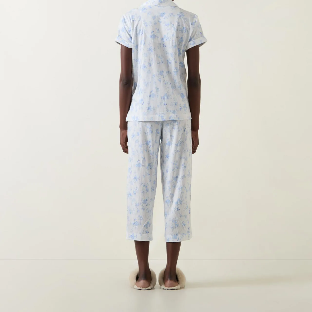Floral Pointelle Cropped Pyjama Set Women Sleepwear