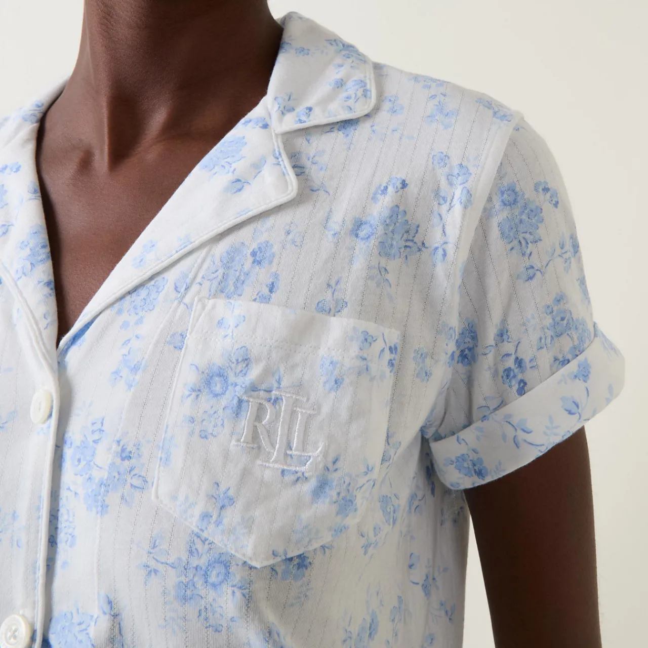 Floral Pointelle Cropped Pyjama Set Women Sleepwear