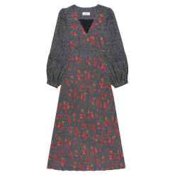 Sale Floral Polka Dot Flared Dress Women Dresses