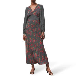 Sale Floral Polka Dot Flared Dress Women Dresses