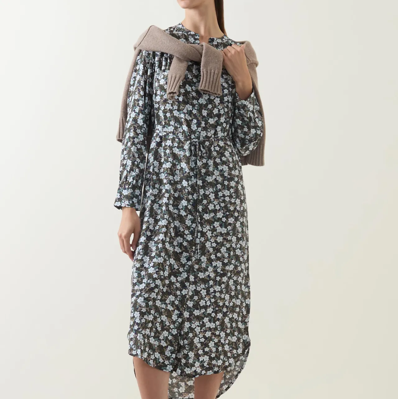 Outlet Floral Print Belted Dress Women Dresses