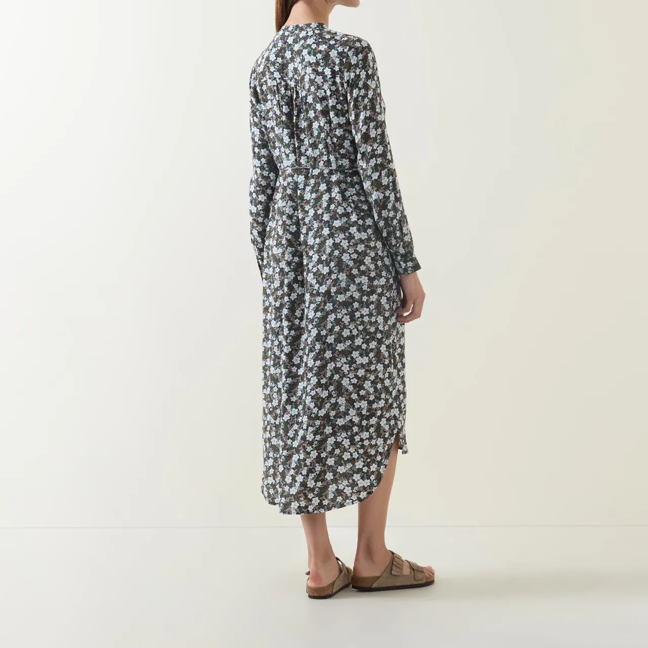 Outlet Floral Print Belted Dress Women Dresses