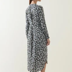 Outlet Floral Print Belted Dress Women Dresses