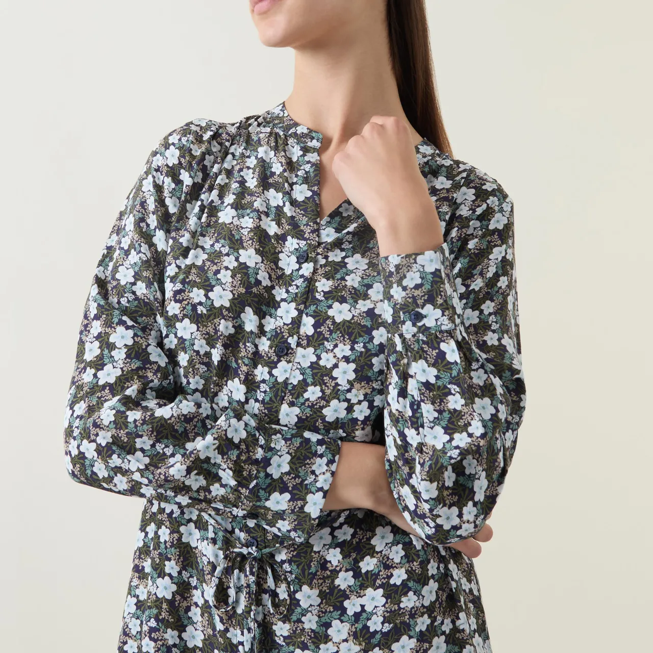 Outlet Floral Print Belted Dress Women Dresses