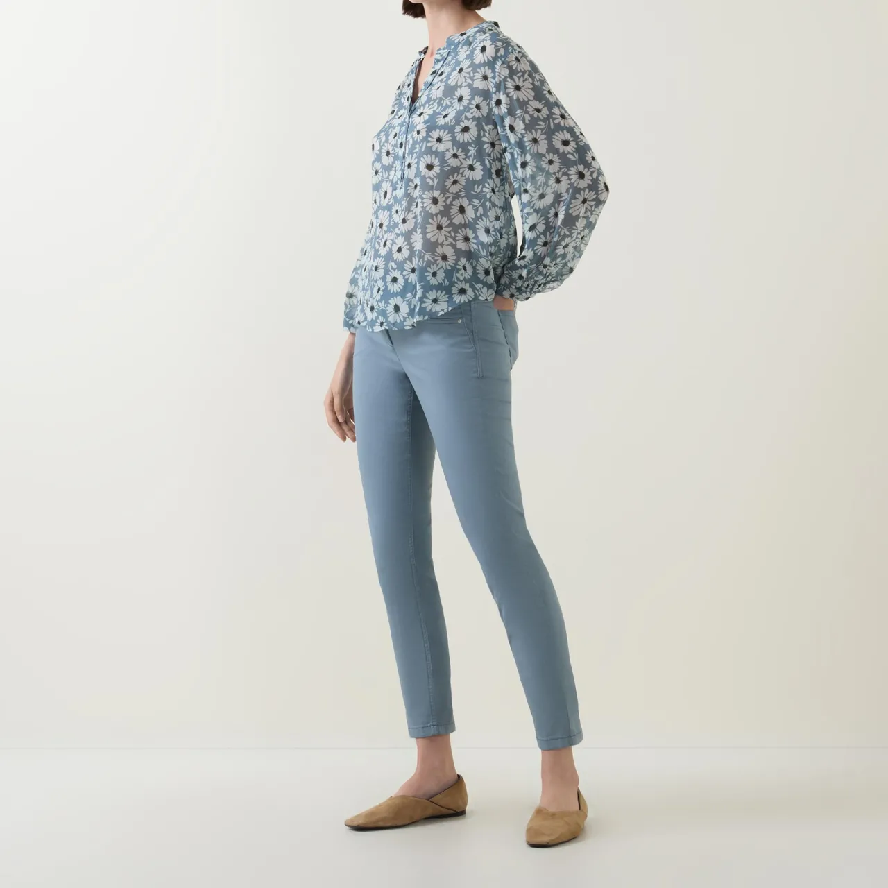 New Floral Semi-Sheer Blouse Women Tops