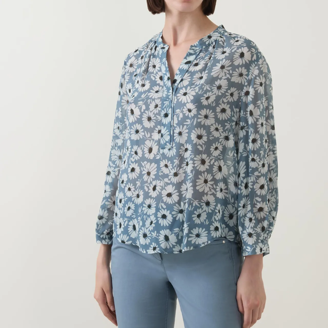 New Floral Semi-Sheer Blouse Women Tops