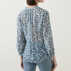 New Floral Semi-Sheer Blouse Women Tops