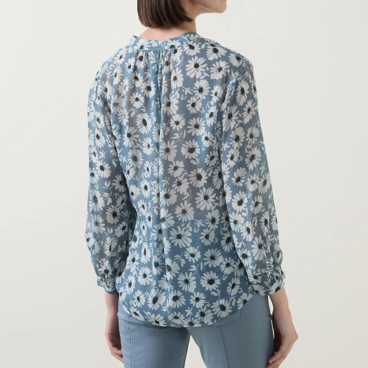 New Floral Semi-Sheer Blouse Women Tops
