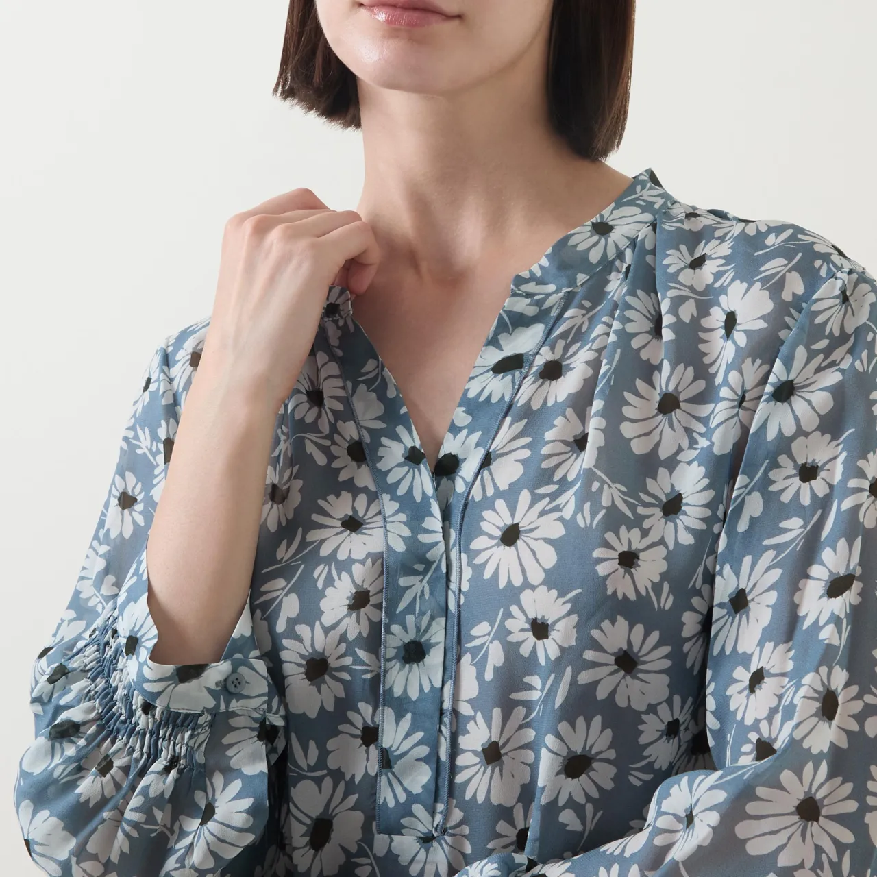 New Floral Semi-Sheer Blouse Women Tops