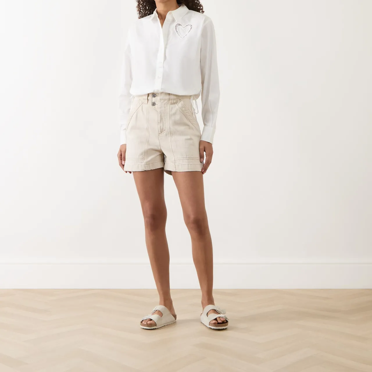 New Flore Heart Embroidered Shirt Women Tops