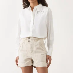 New Flore Heart Embroidered Shirt Women Tops