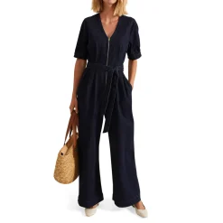 New Florisa Wide-Leg Denim Jumpsuit Women Jumpsuits