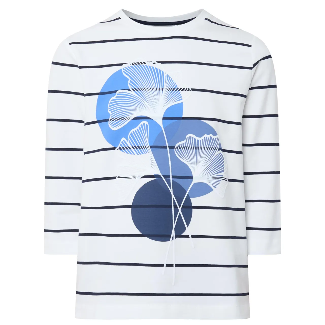 Online Flower Striped Long-Sleeved T-Shirt Women Tops