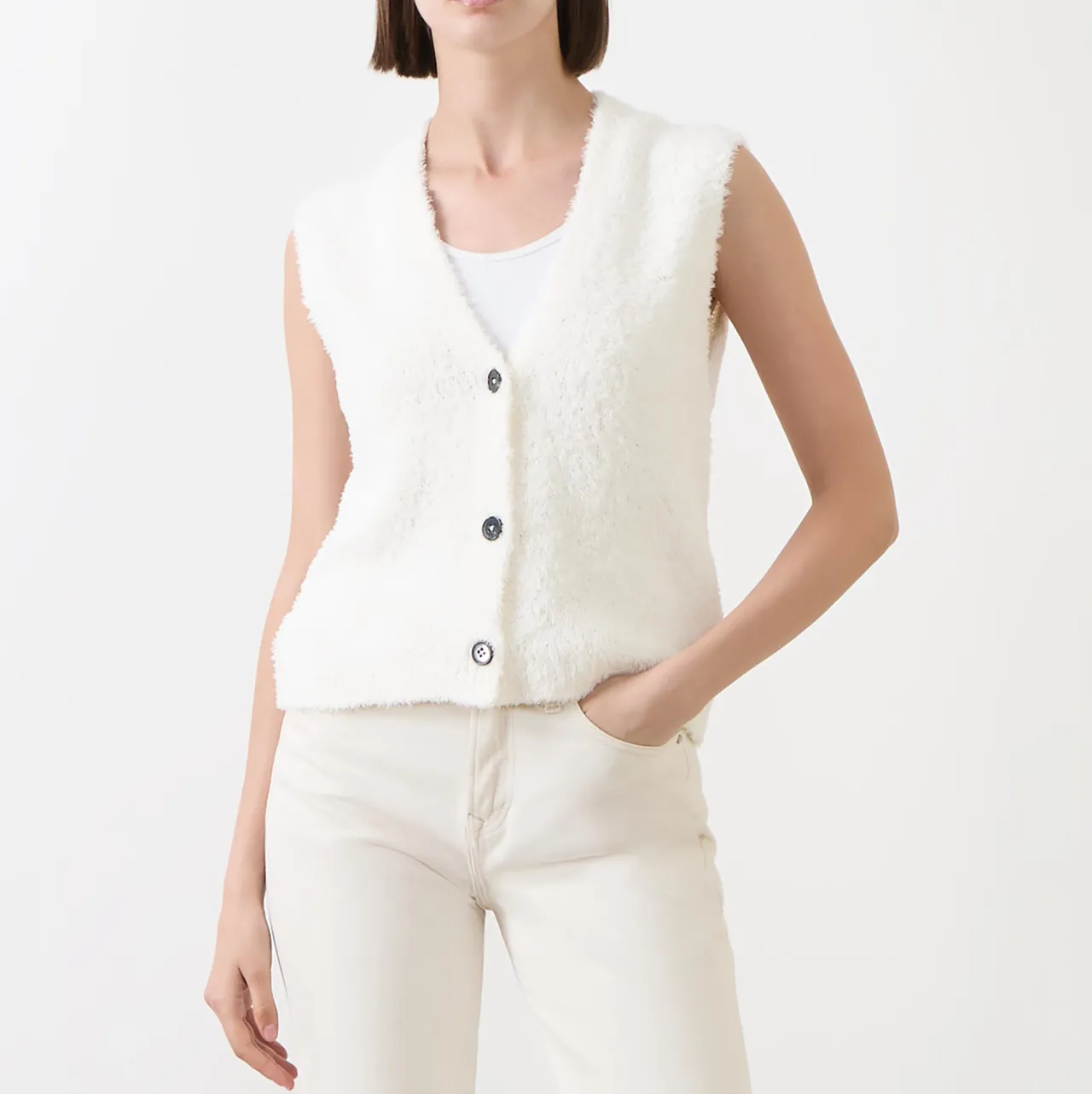 Clearance Fluffy Knitted Vest Women Sweaters & Cardigans