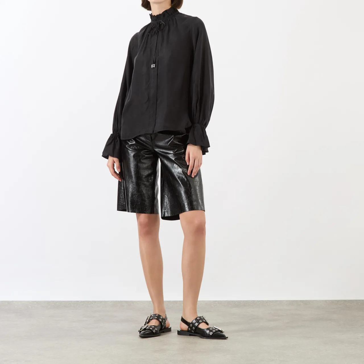 Online Fluid Ruffle-Trim Blouse Women Tops