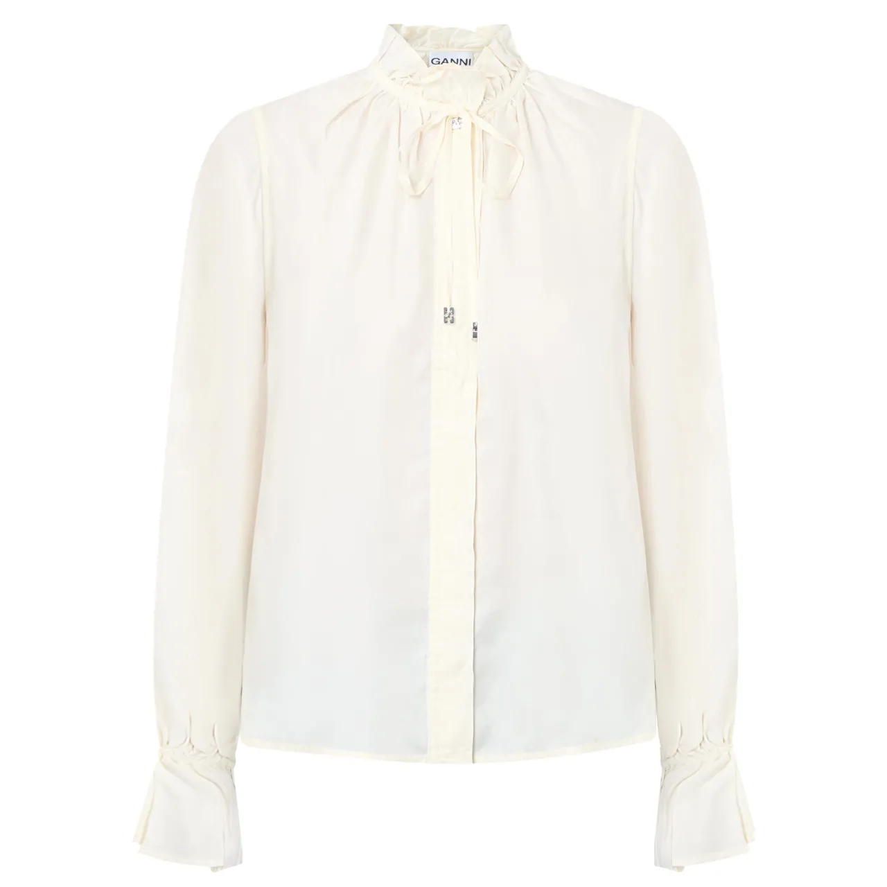 Fluid Tie-Neck Shirt Women Tops