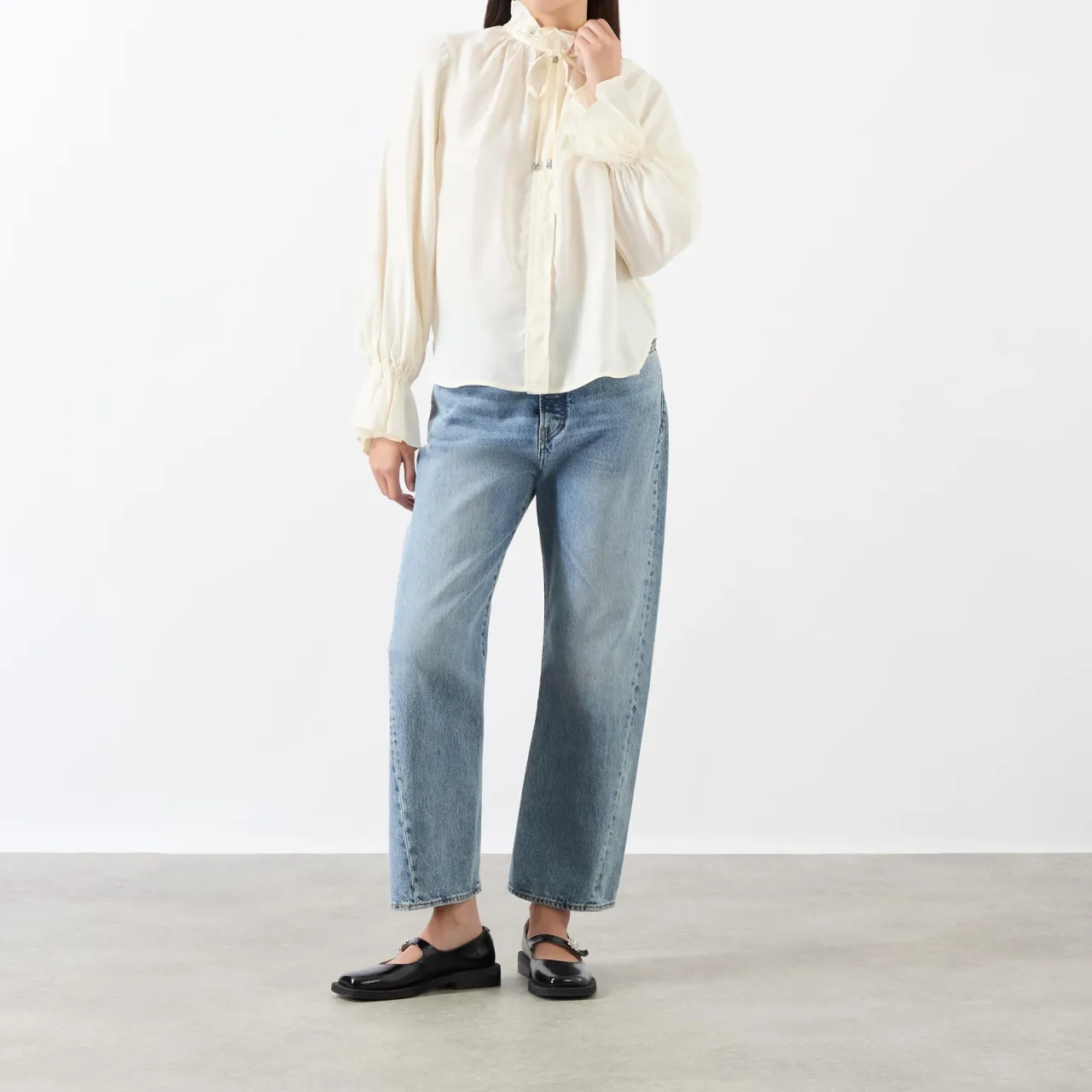 Fluid Tie-Neck Shirt Women Tops