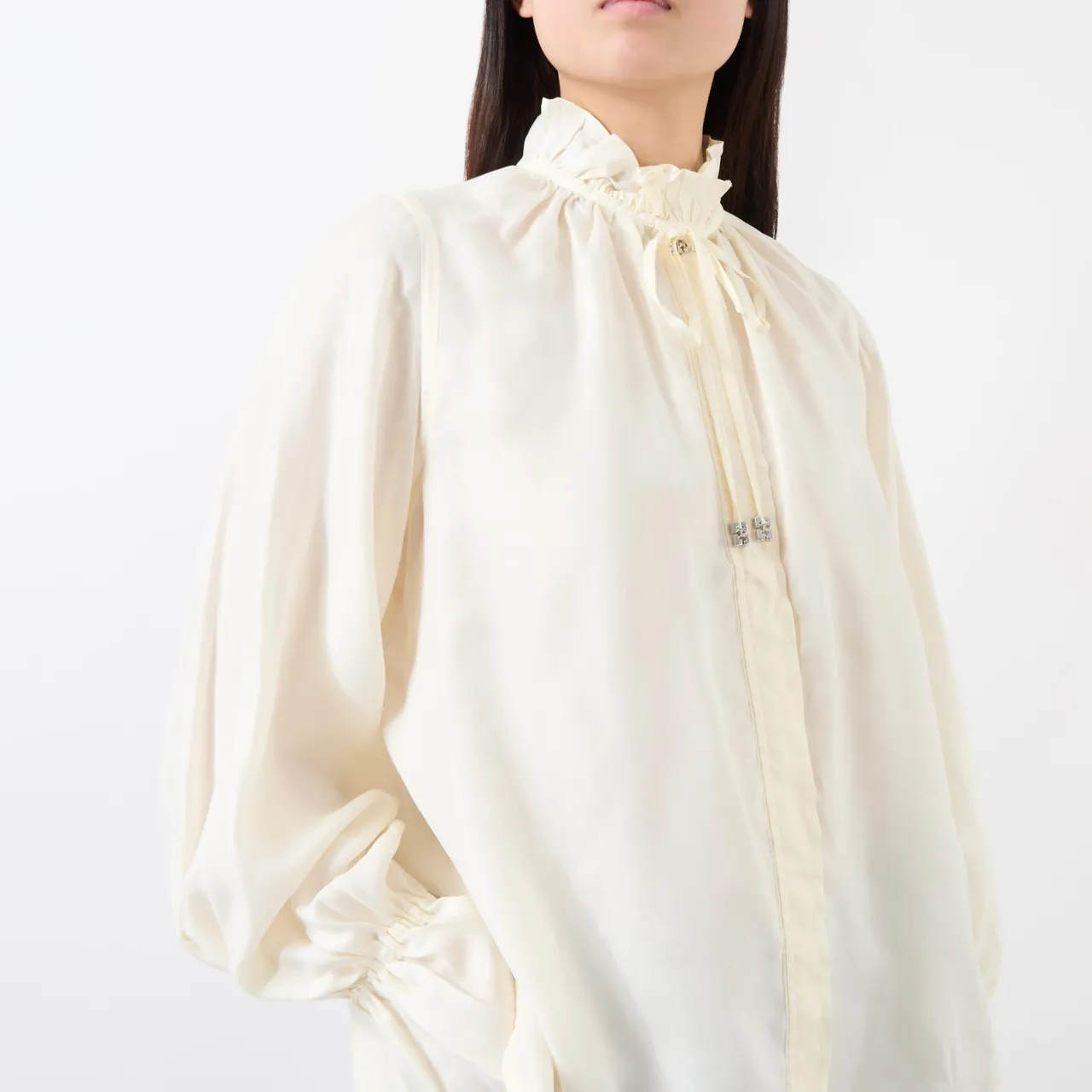 Fluid Tie-Neck Shirt Women Tops