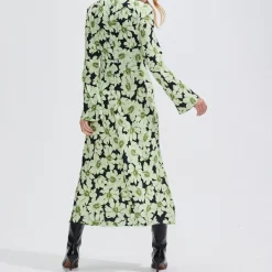 Online Flute Sleeve Floral Dress Women Dresses
