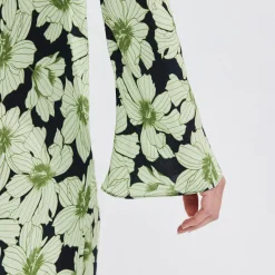 Online Flute Sleeve Floral Dress Women Dresses