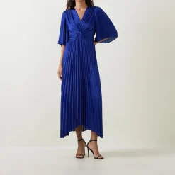Outlet Flutter-Sleeve Pleated Flared Dress Women Dresses|Mother Of The Bride