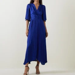 Outlet Flutter-Sleeve Pleated Flared Dress Women Dresses|Mother Of The Bride