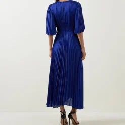 Outlet Flutter-Sleeve Pleated Flared Dress Women Dresses|Mother Of The Bride
