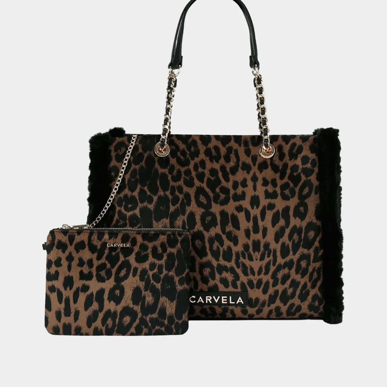 Discount Frame Faux Fur Leopard Print Tote Bag Women Tote Bags