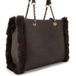 Clearance Frame Faux Fur Trim Tote Bag Women Tote Bags